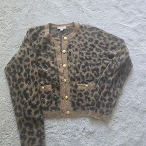 J. Crew Animal Print Sweater with Gold Accents